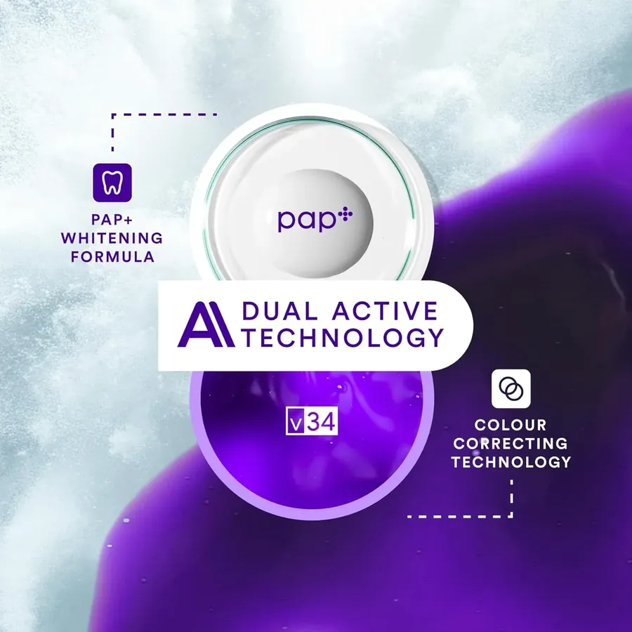 Dual Active Technology: PAP+ للتبييض، وتصحيح اللون البنفسجي V34